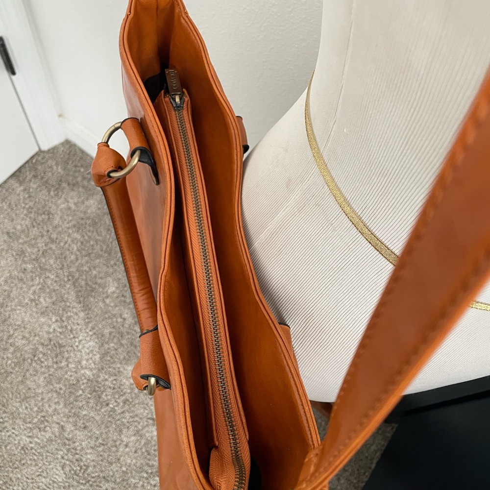 Coach Brown Leather Town Tote Satchel Bag - Picture 6 of 12